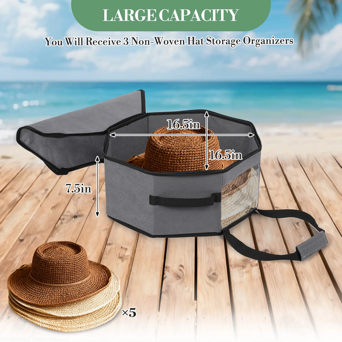 Stackable Hat Storage Organizer With Handle and Dustproof Design