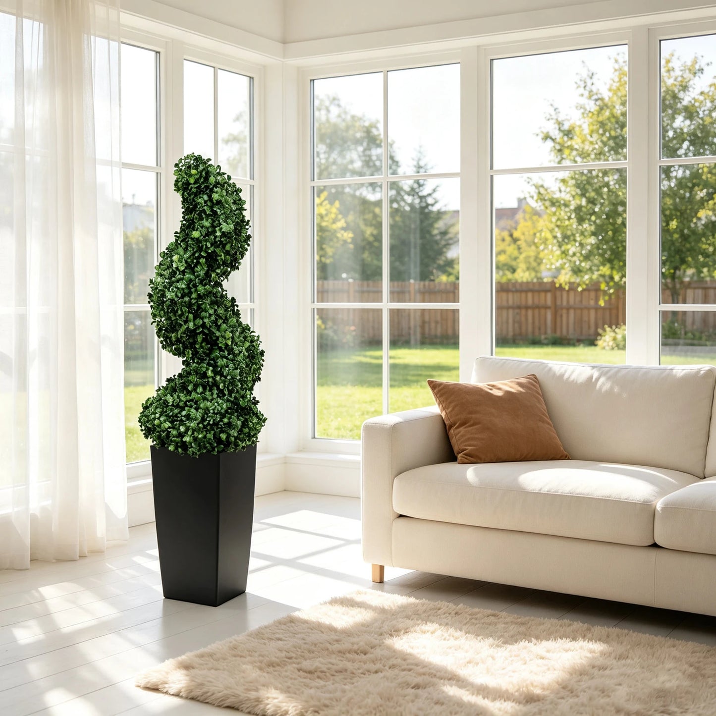 Olitree Artificial Spiral Boxwood Topiary Tree With Planter