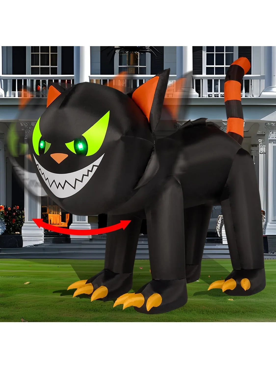 Joyfy Halloween Cat Inflatables With Moving Head For Yard
