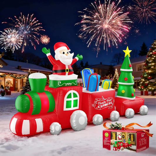 SHXI Christmas Inflatable Santa Train Decoration