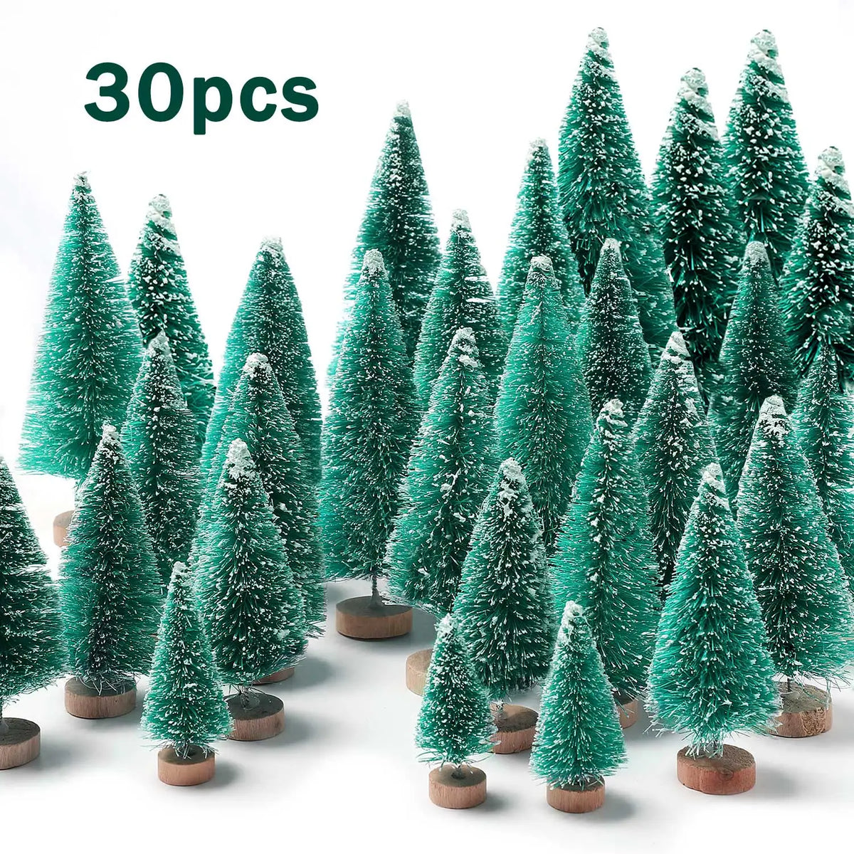 Artificial Christmas Bottle Brush Trees With Wooden Base