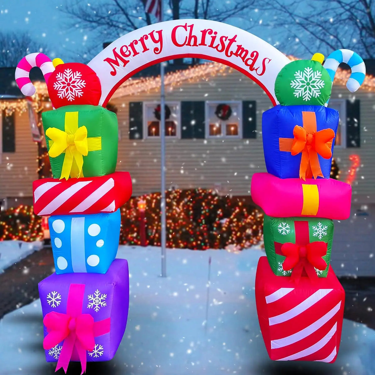 SHXI Christmas Inflatable Gift Box Archway Decoration