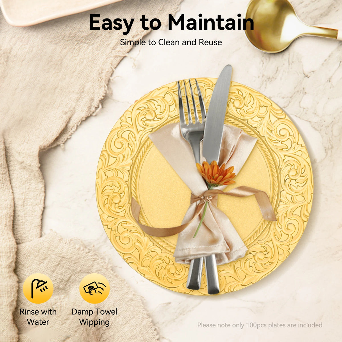 Embossed Disposable Charger Plates for Weddings and Parties