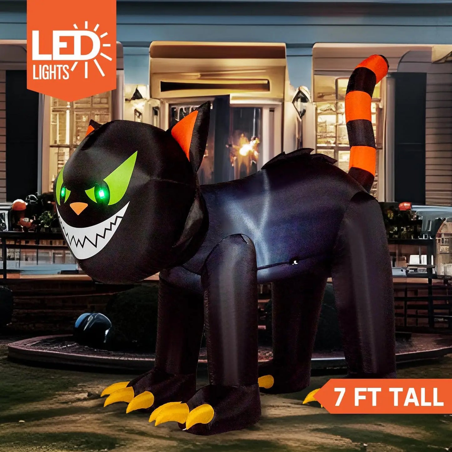 Joyfy Halloween Cat Inflatables With Moving Head For Yard
