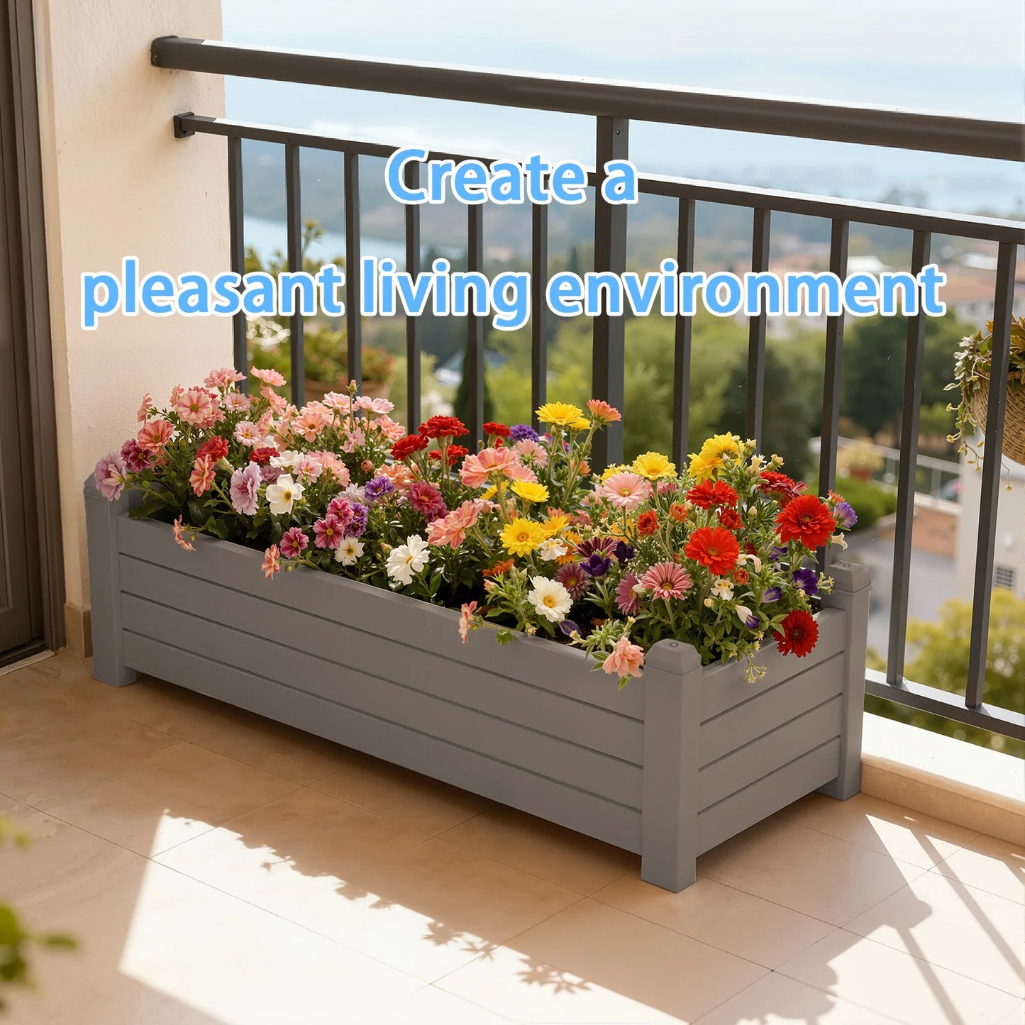 Weatherproof Resin Rectangular Garden Planter Box Outdoor