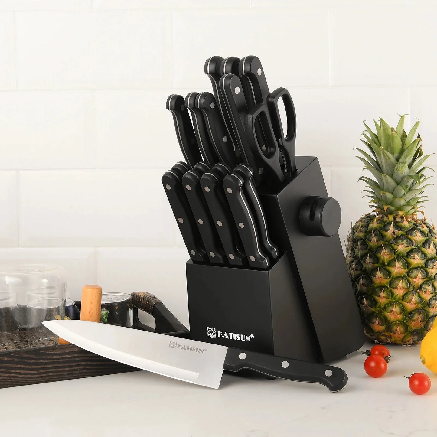Katisun 19-Piece Kitchen Knife Set With Block