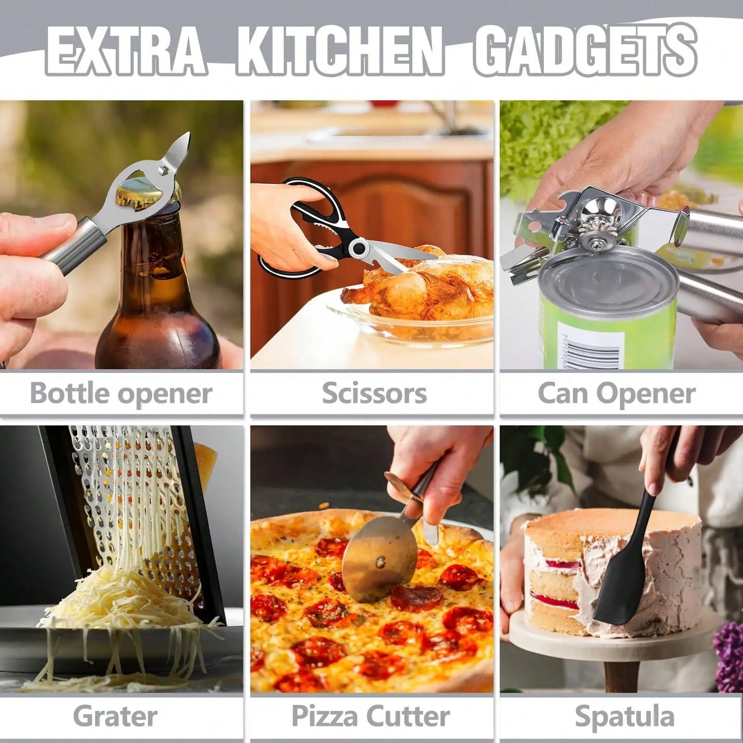 Silicone Kitchen Utensils Set With Holder Wooden Handles