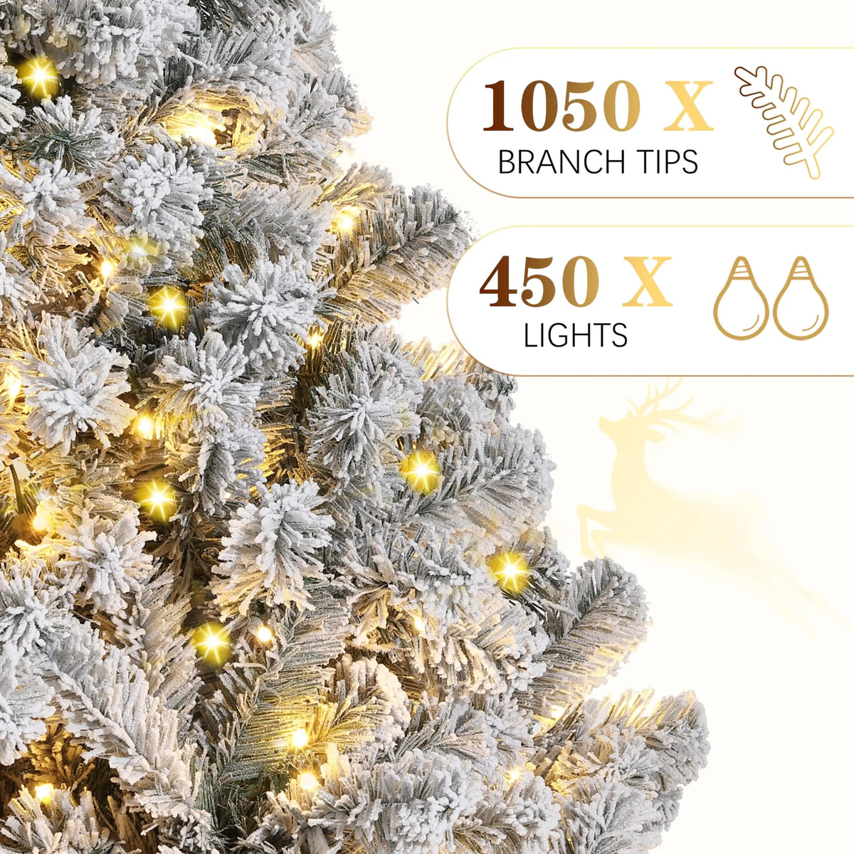 Snow Flocked Prelit Christmas Tree With Warm White LEDs