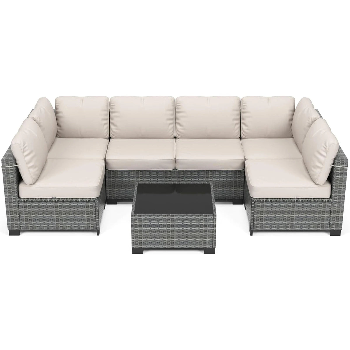 HiMISS Modular Outdoor Rattan Conversation Sofa Set