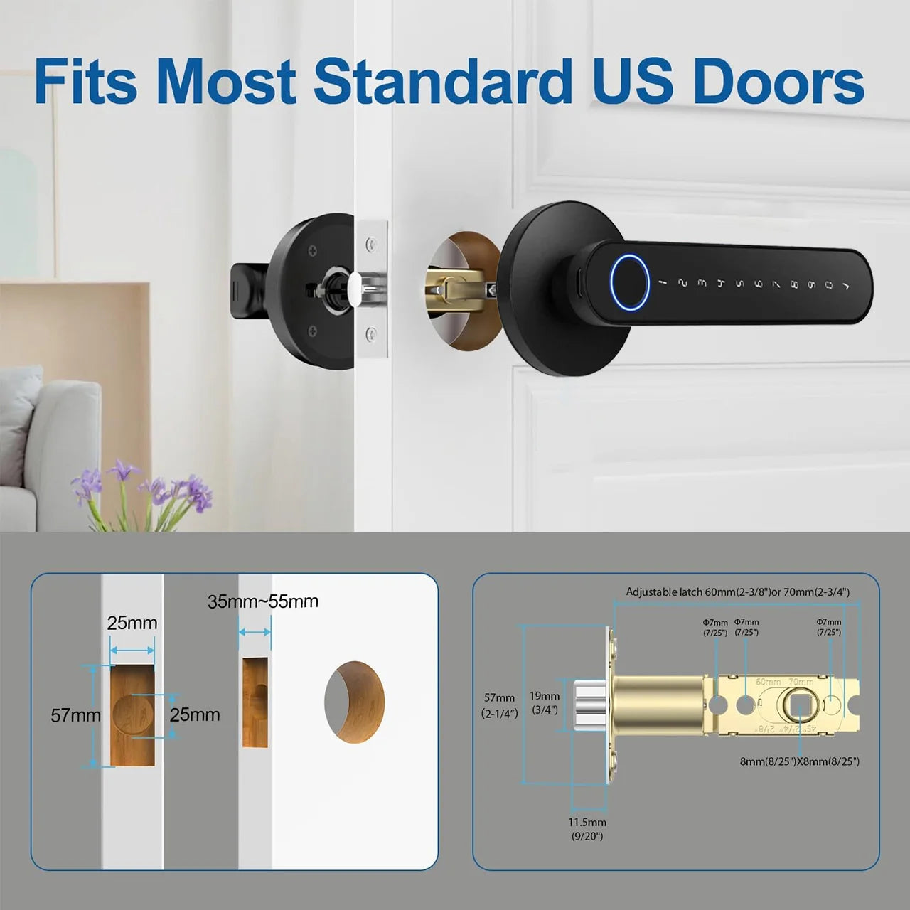 DSKDFTY Keyless Fingerprint Door Lock With Biometric Access