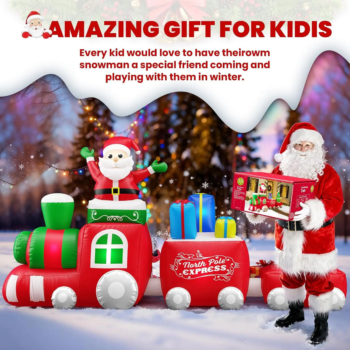 SHXI Christmas Inflatable Santa Train Decoration