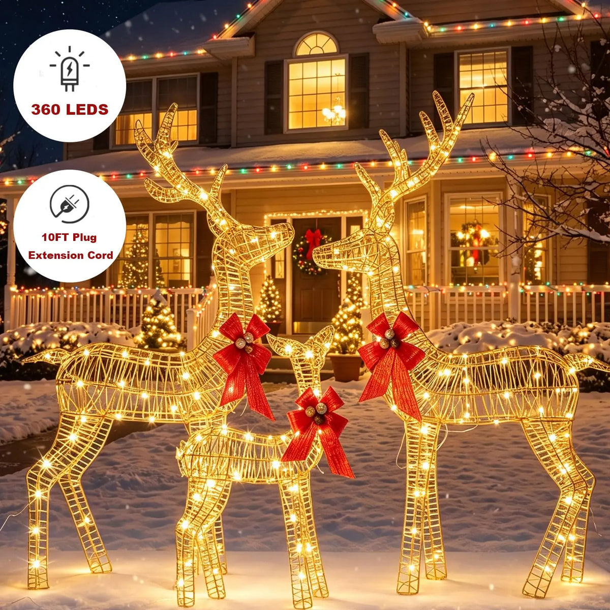 HiMISS Lighted Christmas Reindeer Family Yard Decor