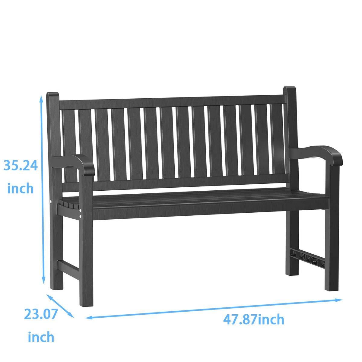 Weather Resistant Outdoor Plastic Patio Bench With Armrests