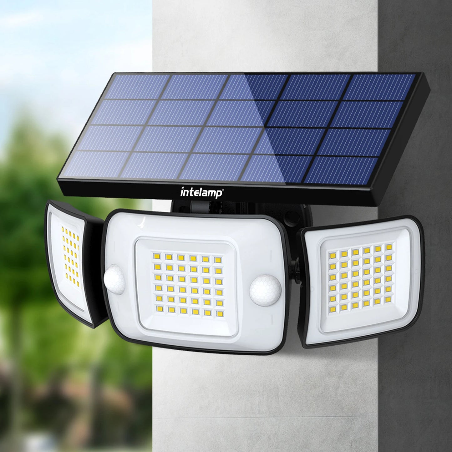 Intelamp Dual Motion Sensor Solar Outdoor Flood Light