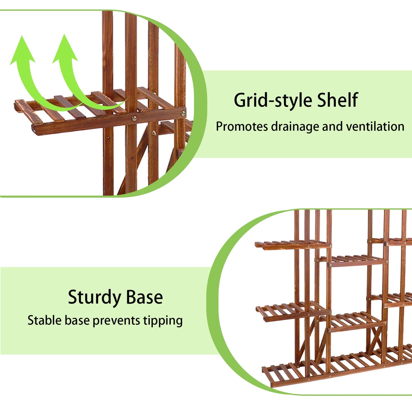 Wisfor Wooden Plant Shelf Multi Tier Stand Indoor Outdoor