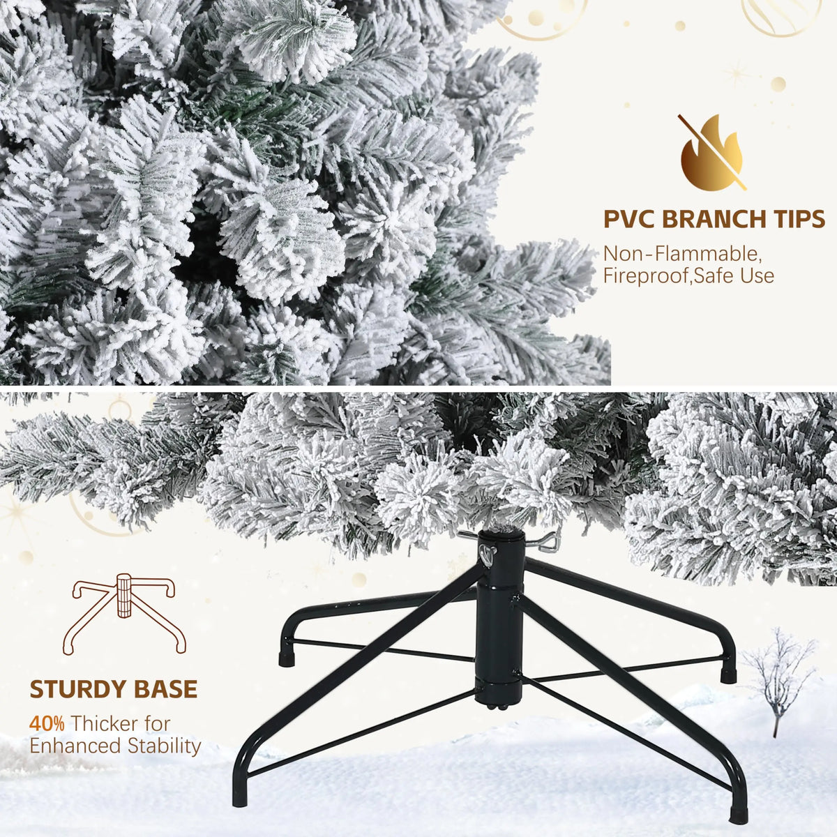 Snow Flocked Prelit Christmas Tree With Warm White LEDs