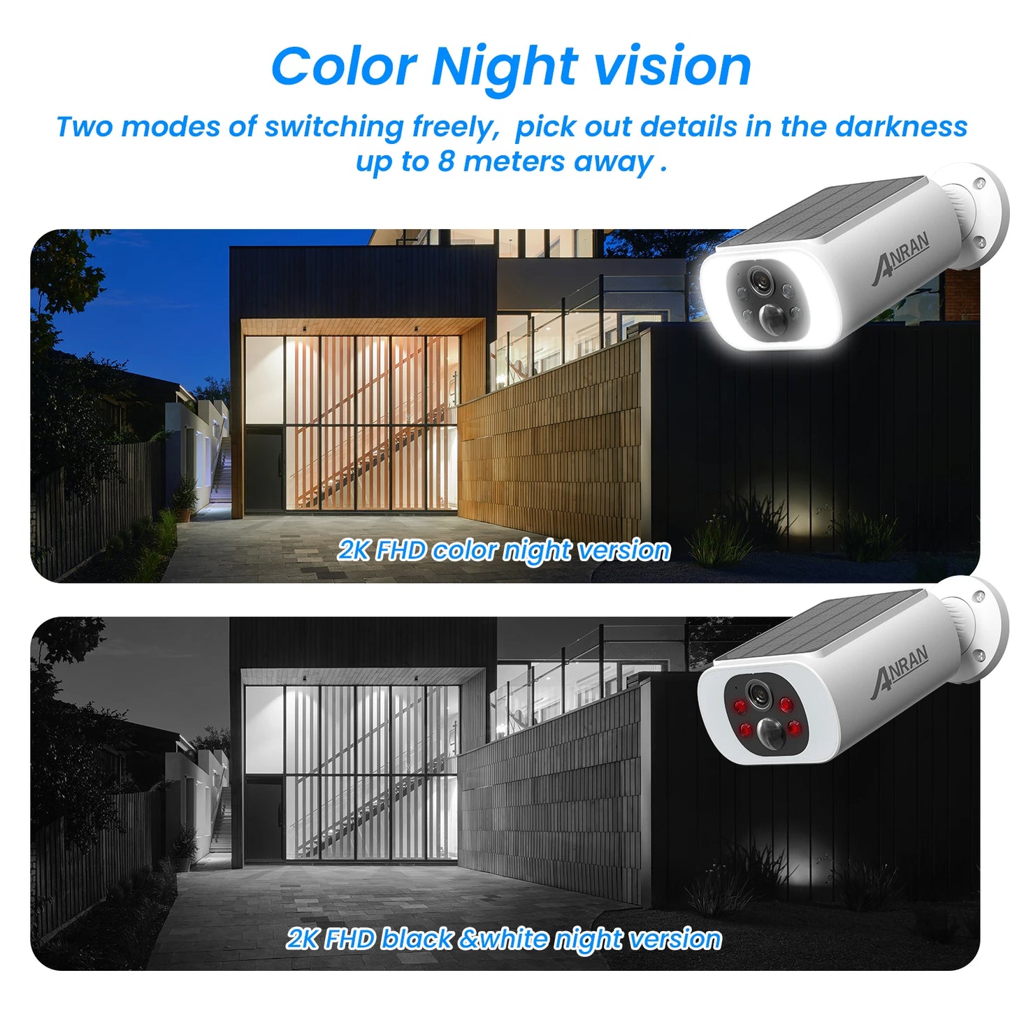 ANRAN 2K Solar Security Camera System 4 Pack Wireless