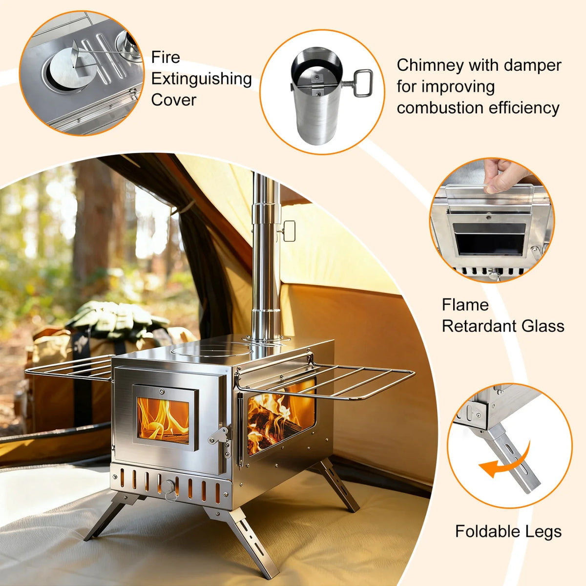 Portable Camping Wood Stove For Hot Tents