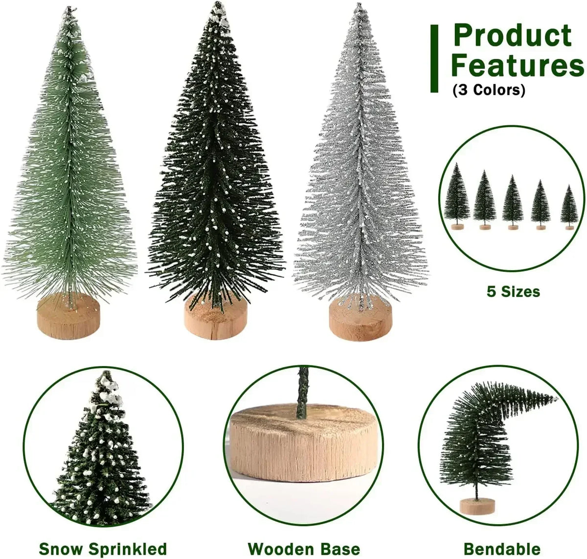 Artificial Christmas Bottle Brush Trees With Wooden Base