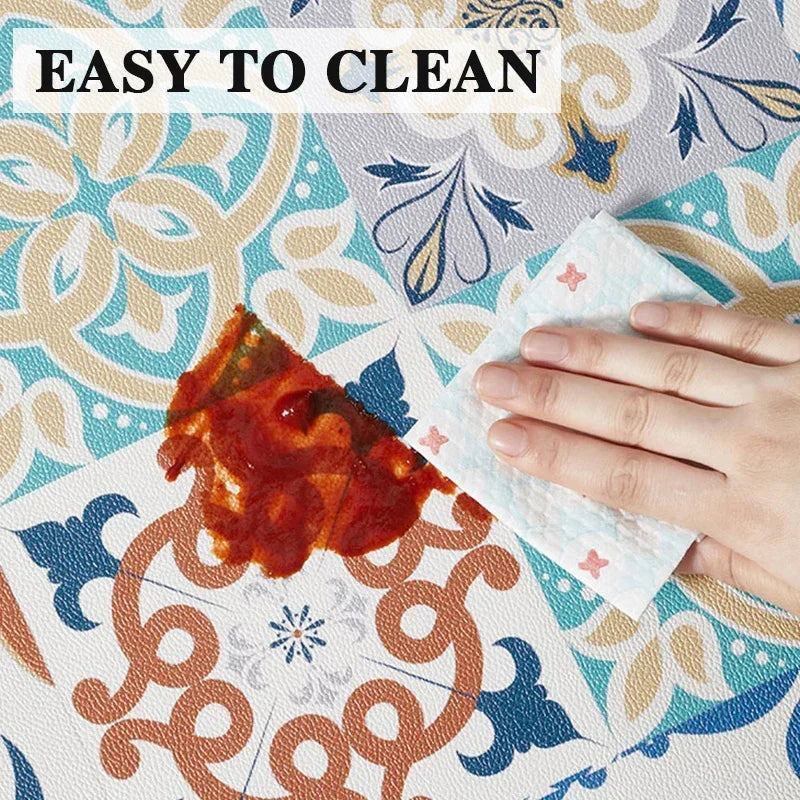 Kitchen Mat Waterproof Floor Mat Pvc Leather Rug Simple Style L-shaped Carpet Anti-oil Non-slip Carpets Home Decoration Rugs