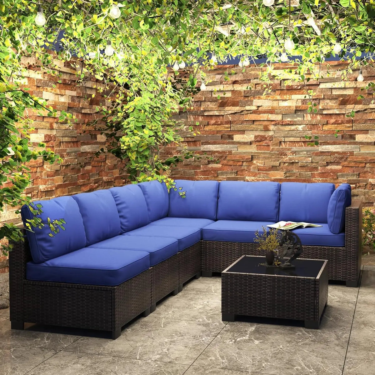 HiMISS Modular Outdoor Rattan Conversation Sofa Set