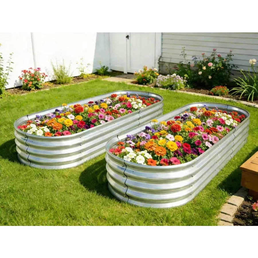 Raised Garden Bed Metal Planter For Vegetables Flowers Herbs
