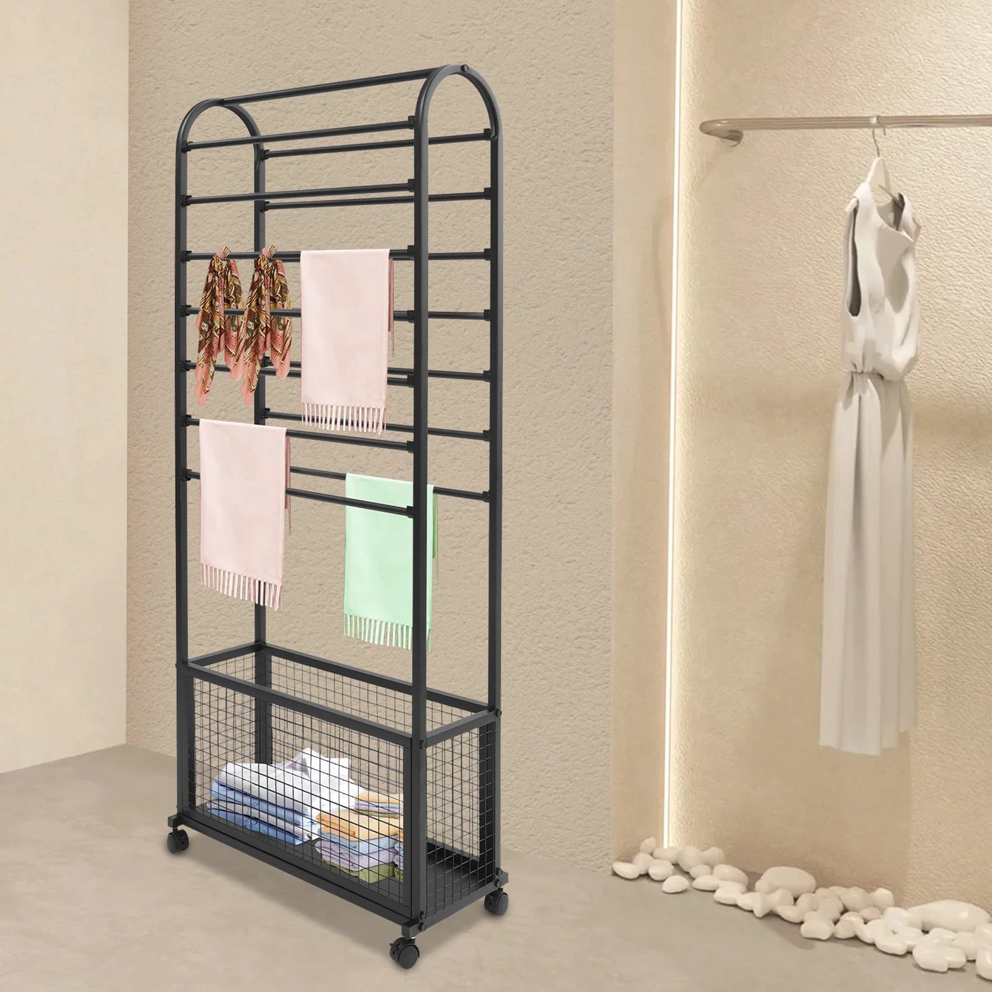 Metal Rolling Ribbon Holder Organizer Rack 15 Rods