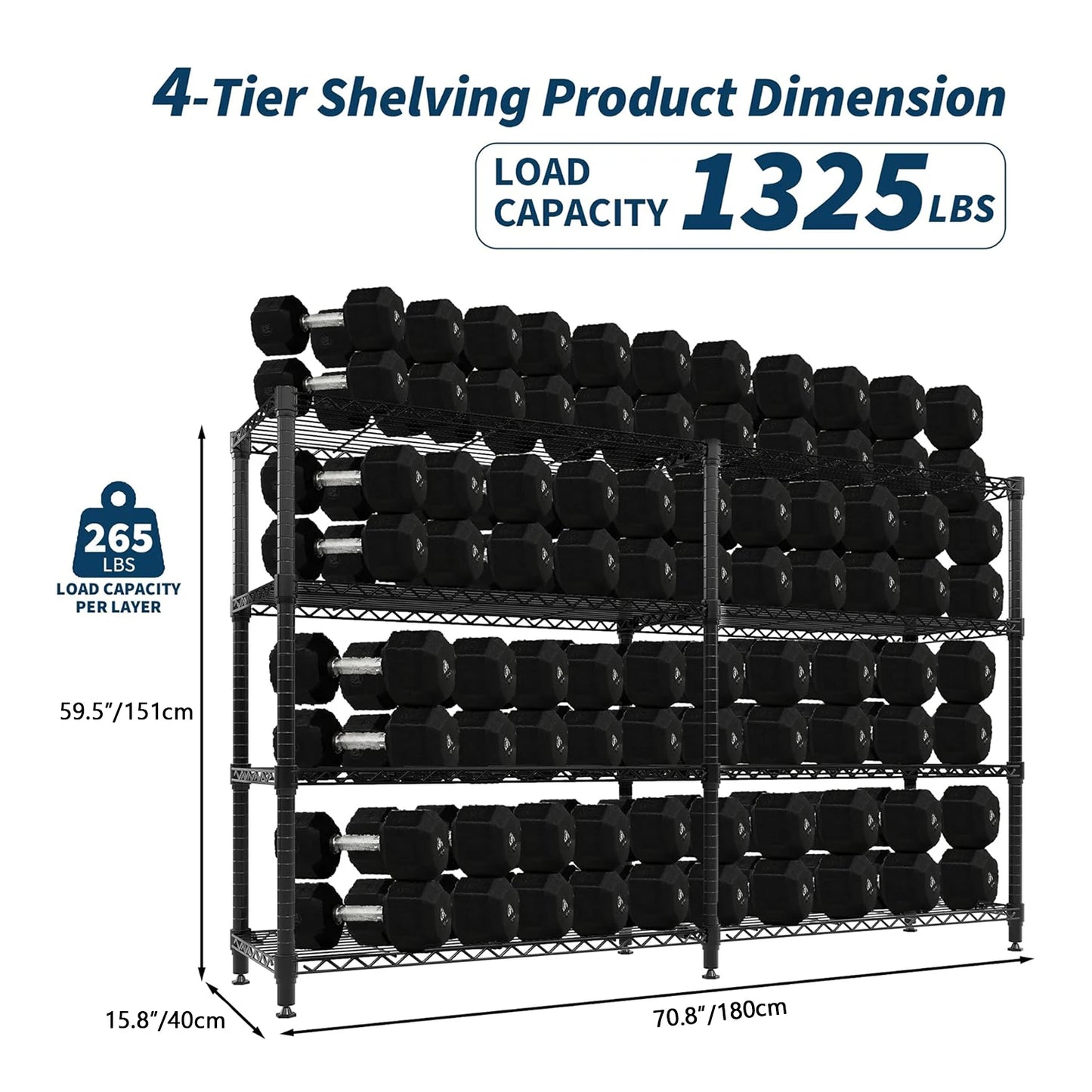 TWISTER.CK Heavy Duty 4 Tier Adjustable Metal Shelving