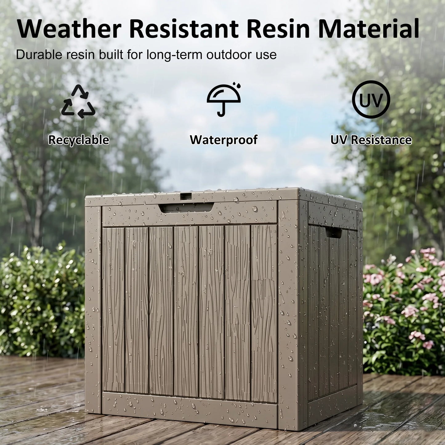 Lockable Resin Outdoor Deck Box Waterproof Storage