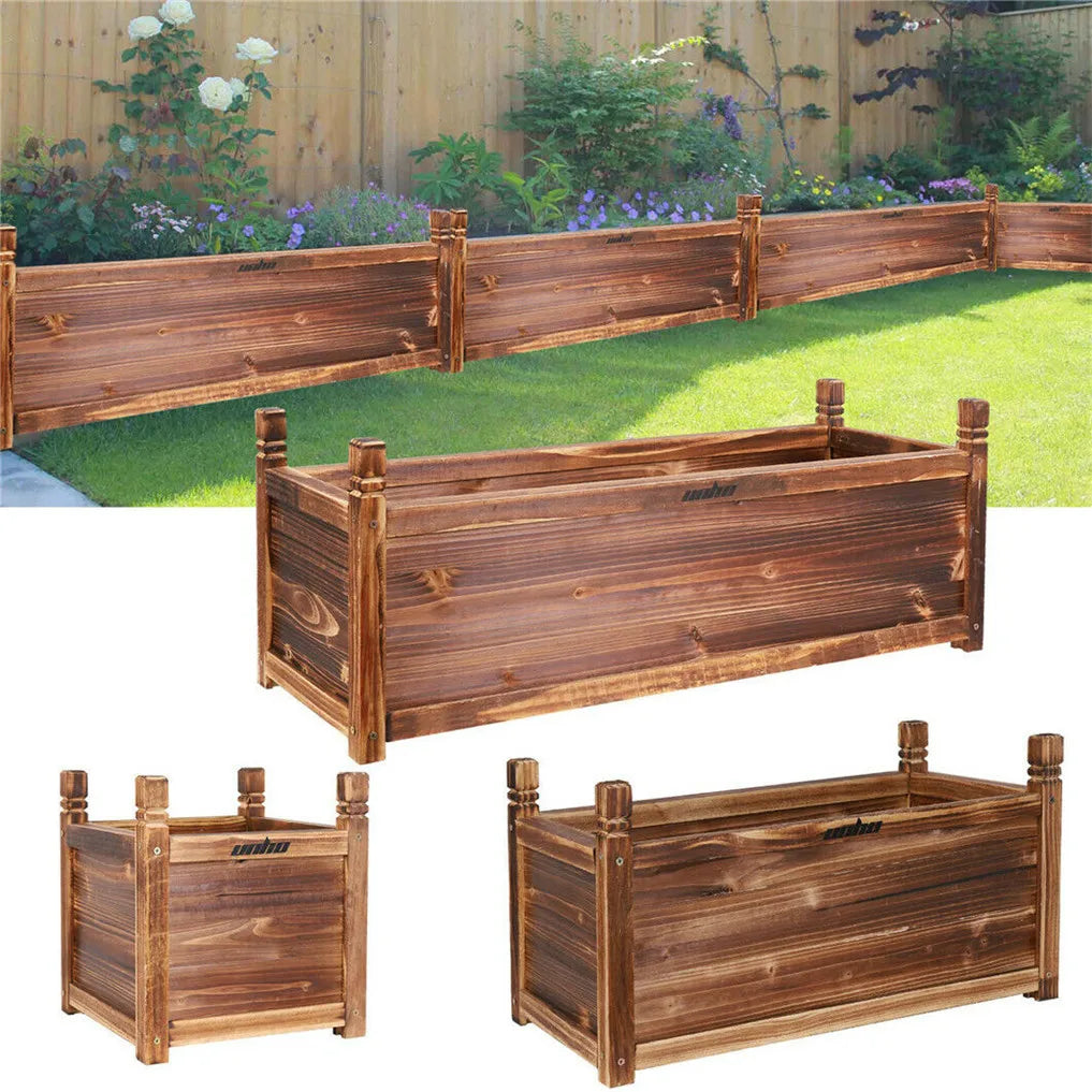 Solid Pine Wood Raised Flower Bed Garden Planter