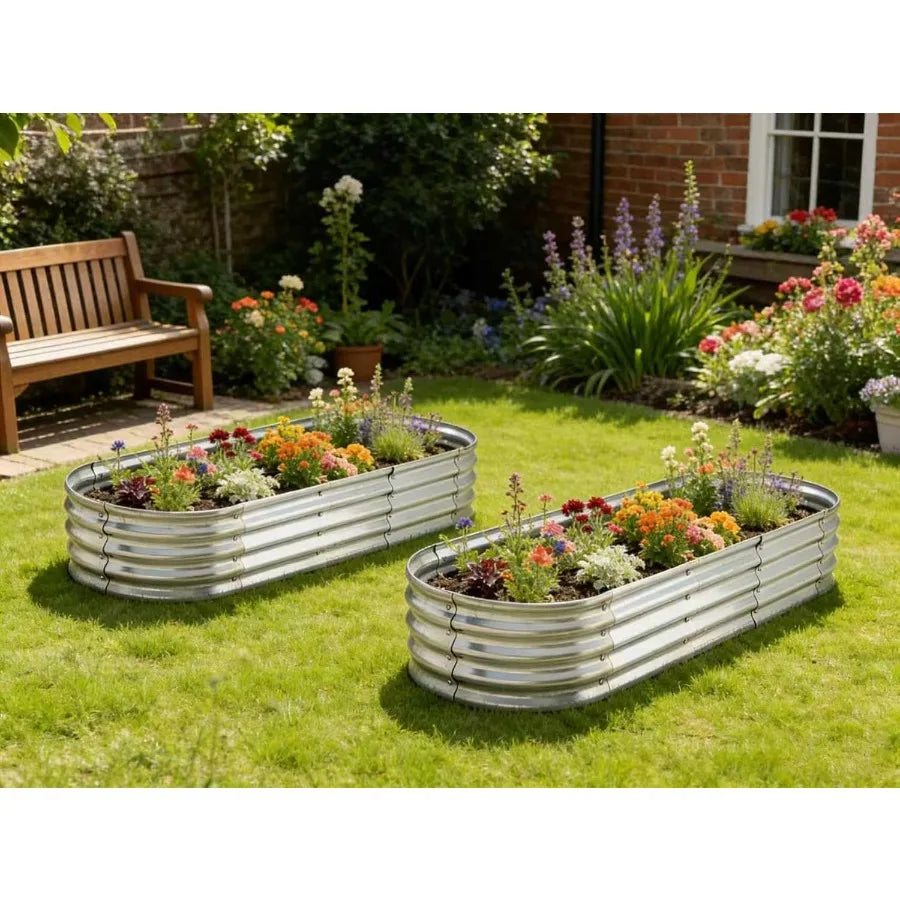 Raised Garden Bed Metal Planter For Vegetables Flowers Herbs