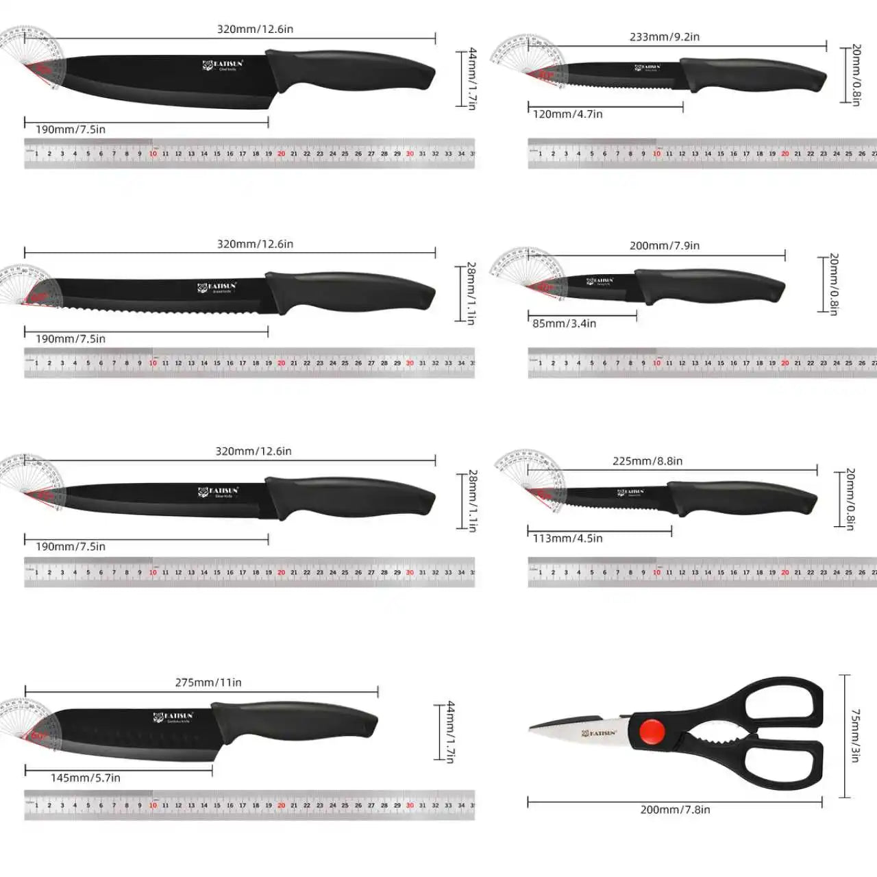 Katisun 19-Piece Kitchen Knife Set With Block