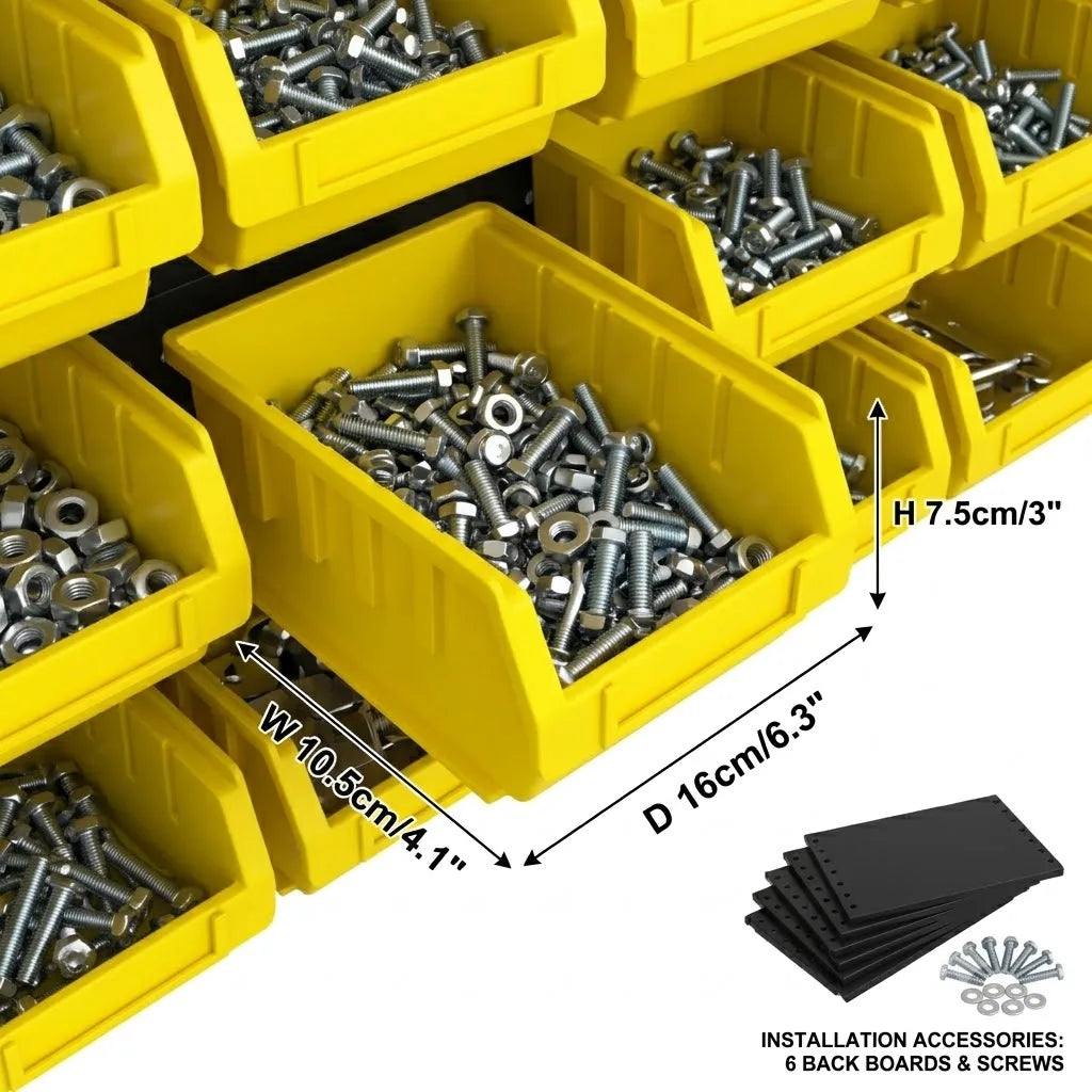 Wall Mounted Parts Bin Storage Organizer Rack