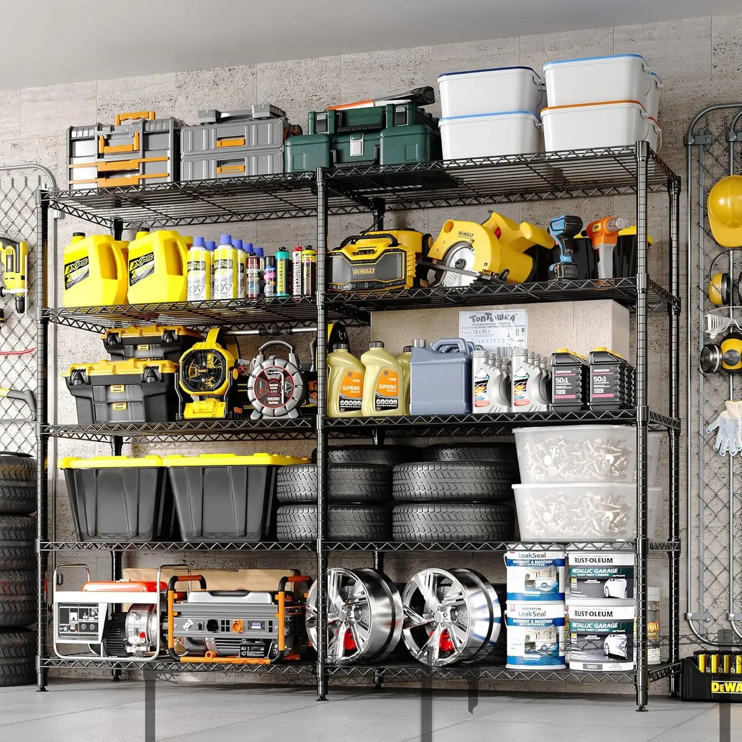 TWISTER.CK Heavy Duty 4 Tier Adjustable Metal Shelving