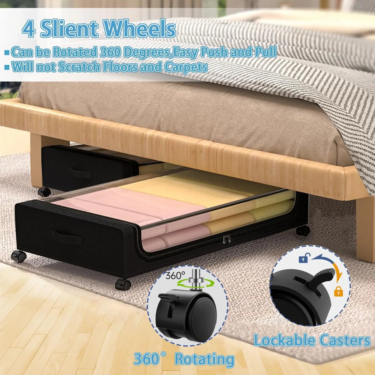 Under Bed Storage Bins With Wheels 2 Pack