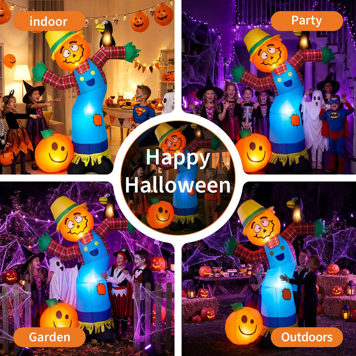 HiMISS Halloween Pumpkin Scarecrow Inflatable Yard Decor