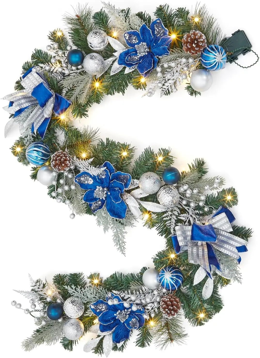 Tacleekii Prelit Christmas Garland With Ornaments