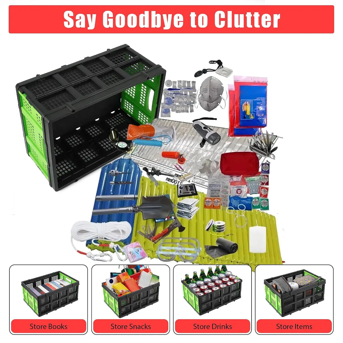Foldable Heavy Duty Plastic Storage Crate