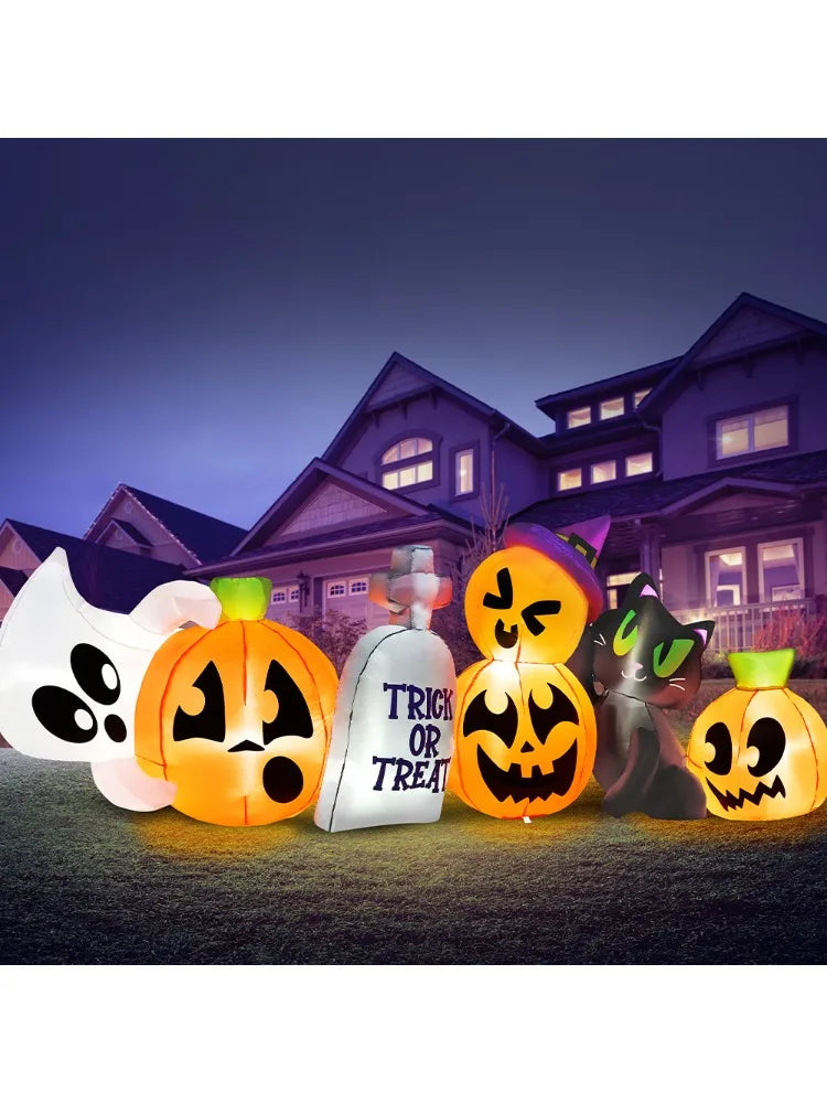 Halloween Pumpkin Ghost Cat Tombstone Inflatable Decor