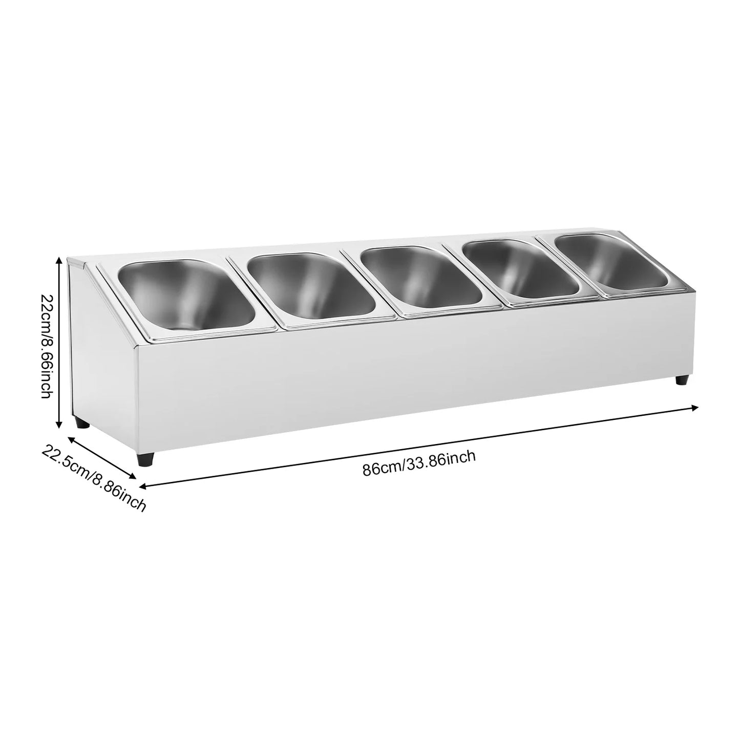 High Quality 201 Stainless Steel Seasoning Box Household Seasoning Tank Countertop Inclined Holder for Seasoning Sauce Jam Fruits 86*22.5*22cm Sliver
