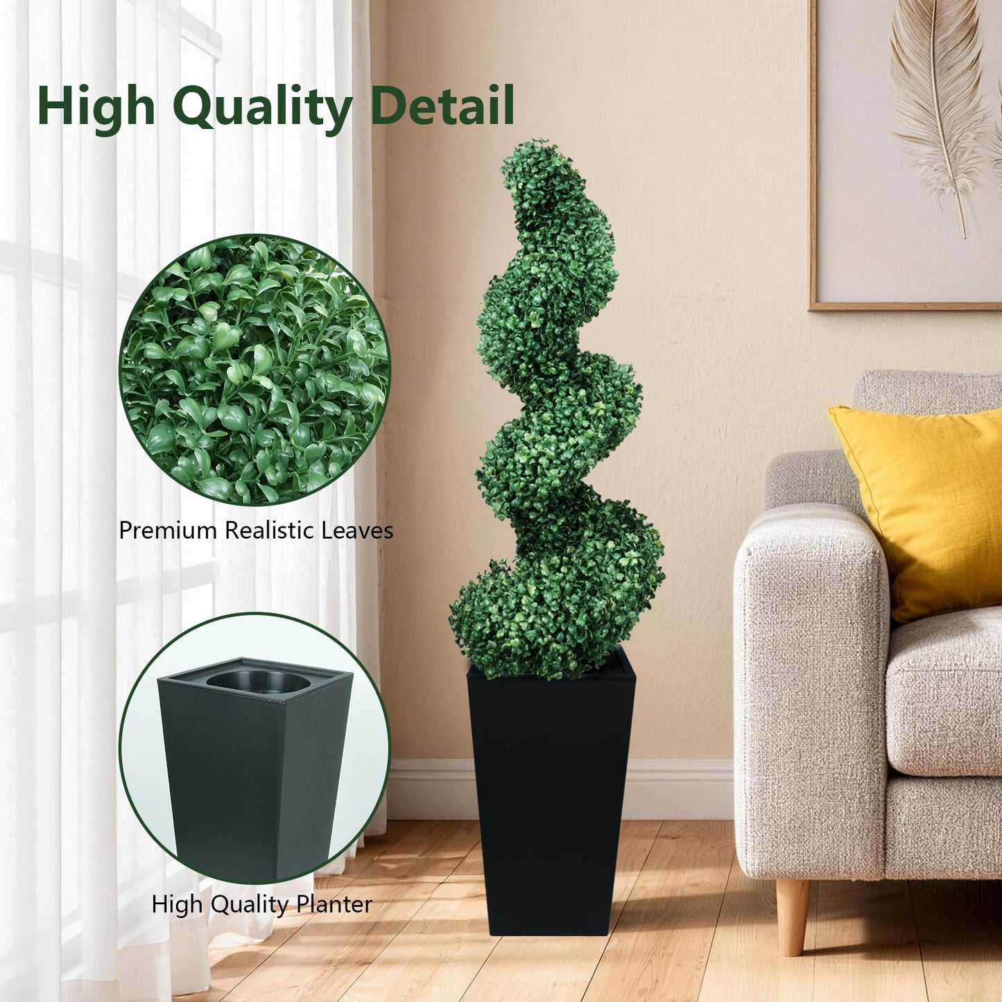 Olitree Artificial Spiral Boxwood Topiary Tree With Planter