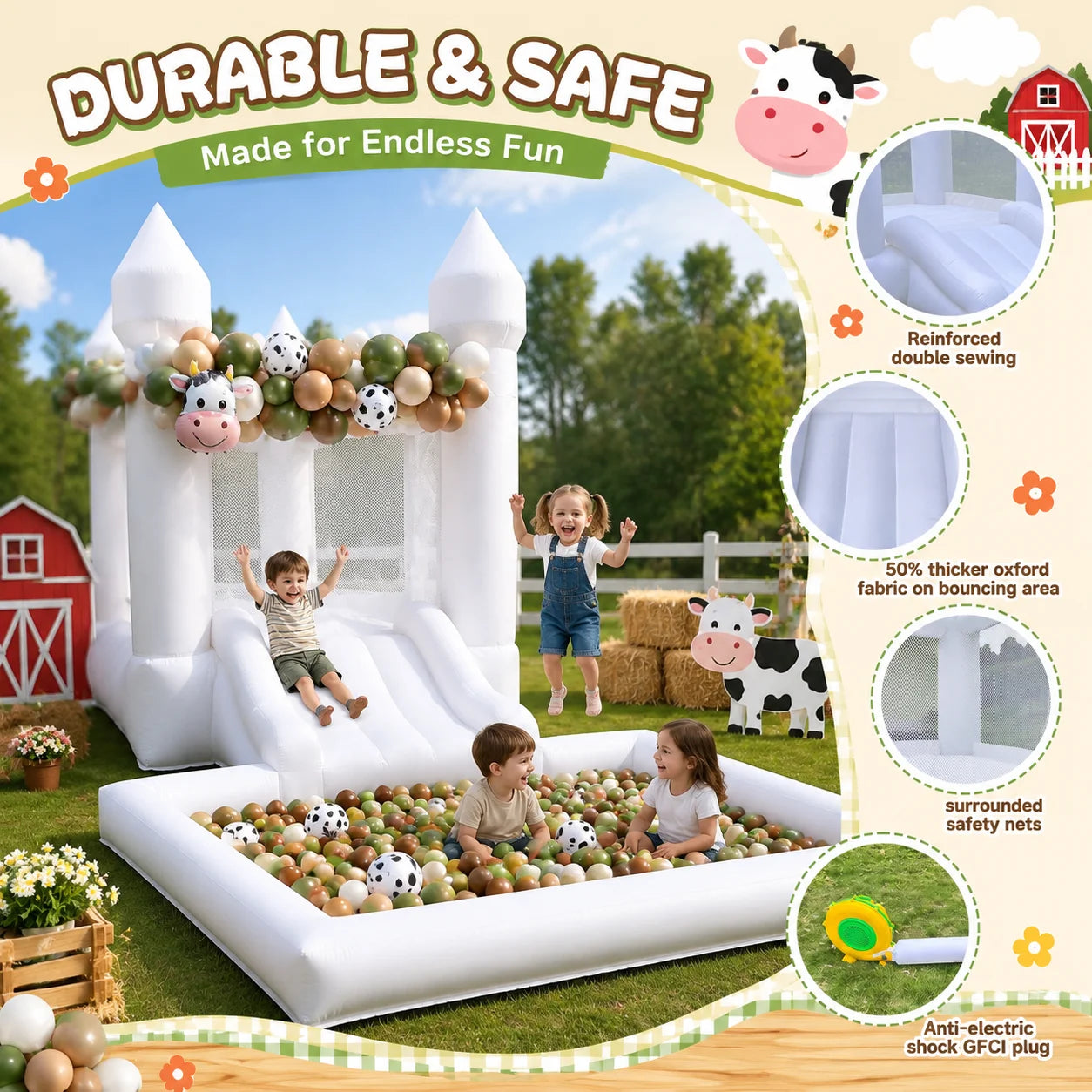Inflatable Bouncy Castle With Slide And Ball Pit For Kids