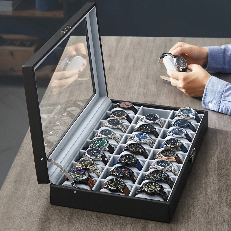 Lockable 24 Slot Watch Display Storage Box