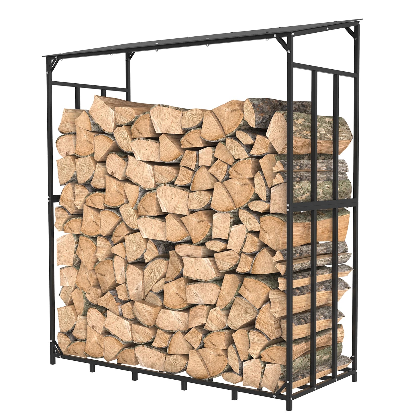 Metal Outdoor Firewood Storage Rack With Top Cover