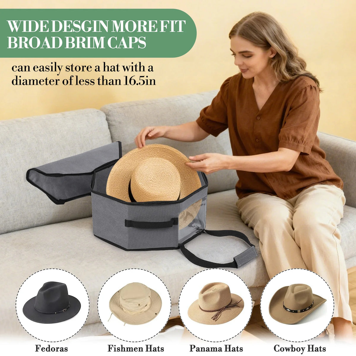 Stackable Hat Storage Organizer With Handle and Dustproof Design
