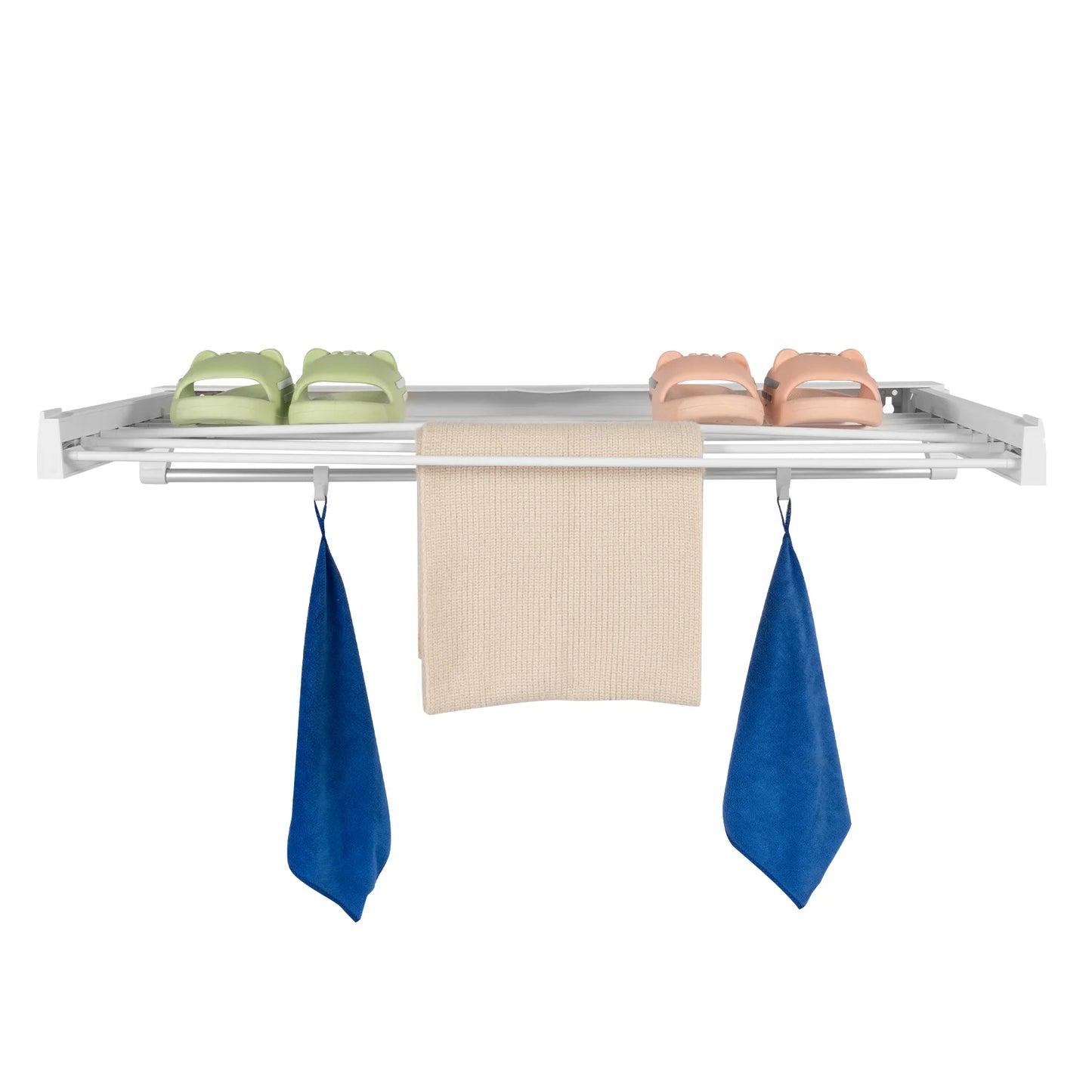 Wall Mount Retractable Clothes Drying Rack Foldable Aluminum Hanging Rods ABS Frame 84cm Expandable Laundry Rack 2kg Load