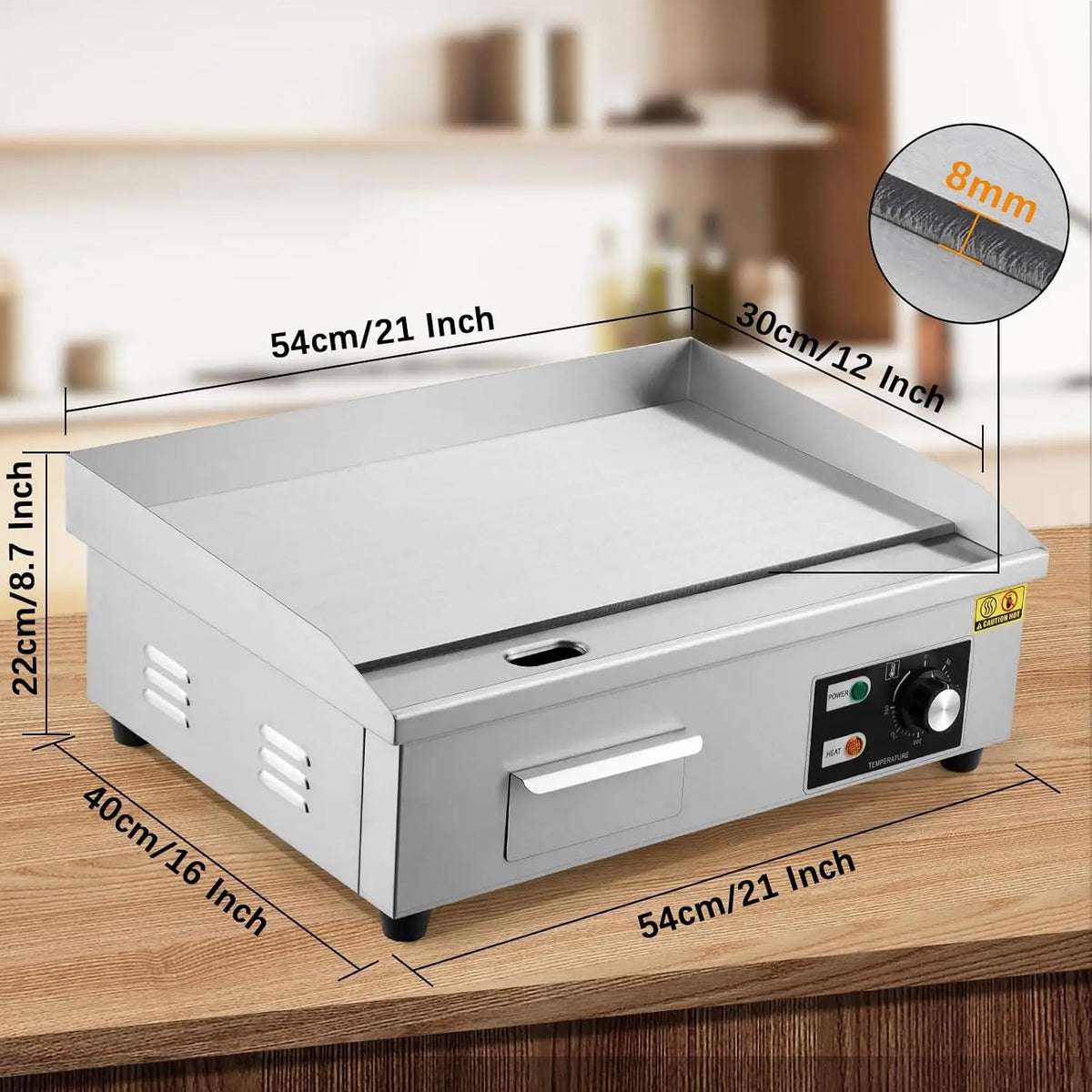Tacleekii Commercial Stainless Steel Electric Griddle