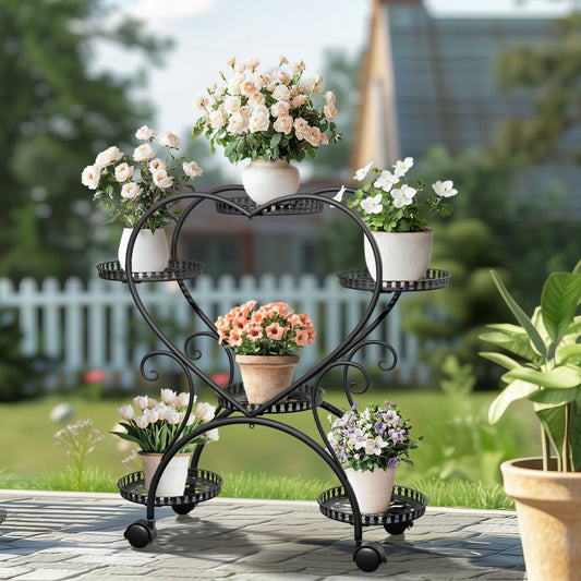 Wisfor Heart Shaped Metal Rolling Plant Stand