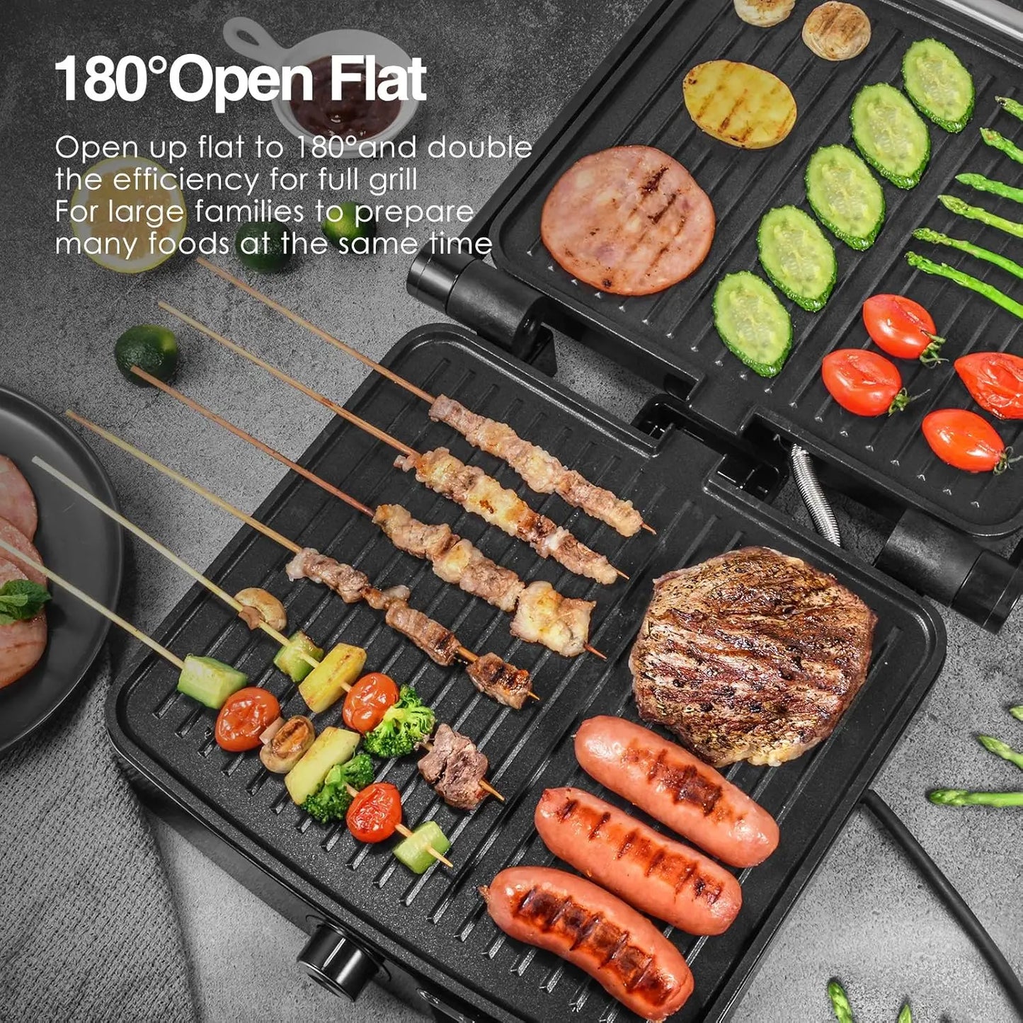 Ostba 1200W Panini Press Grill With Adjustable Temp