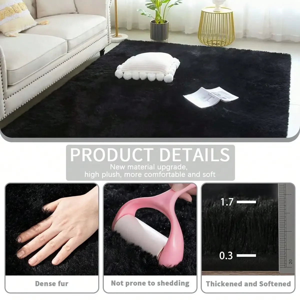 eluckya Plush And Thick Long-Pile Carpet, Super Soft And Comfortable Rug, Non-Slip Thick Pile Carpet, Suitable For Bedrooms, Living Rooms, Bathrooms, Dorm Rooms, Room Decor, Kitchen Essentials, Family Gatherings, Valentine's